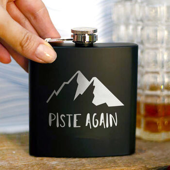 'Piste Again' Engraved Hip Flask, 2 of 8