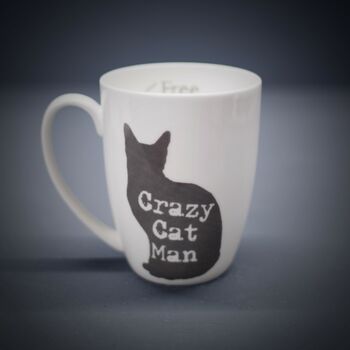 Crazy Cat Man Bone China Mug Free Personalisation, 2 of 4