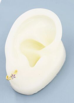 Amethyst Purple Cz Flower Huggie Hoop Earrings, 5 of 8