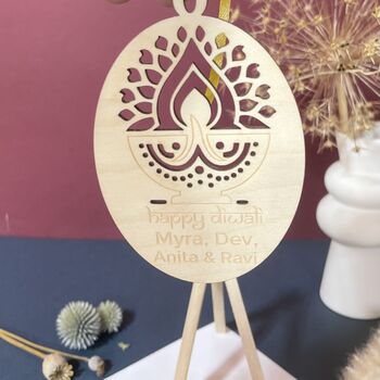 Personalised Wooden Diya Diwali Card, 6 of 8