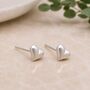 Sterling Silver Brushed Love Heart Stud Earrings, thumbnail 1 of 6