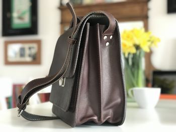 Leather Satchel With Clip, 3 of 4
