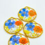 Necklace Handmade With Orange And Blue Flowers, thumbnail 4 of 12