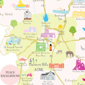 Map Of Worcestershire Art Print, 5 of 5
