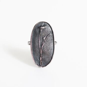 Fossil Large Daisy Oxidised Sterling Silver Ring, 4 of 10