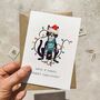 Tuxedo Cat In Hat Christmas Card, thumbnail 1 of 4