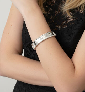 Kinmokusei 925 Silver Plated Bead Floral Bangle, 2 of 4