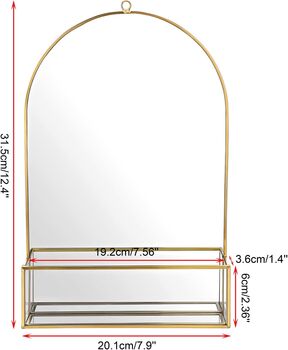 Gold Hanging Wall Mounted Glass Mirror With Shelf, 7 of 7