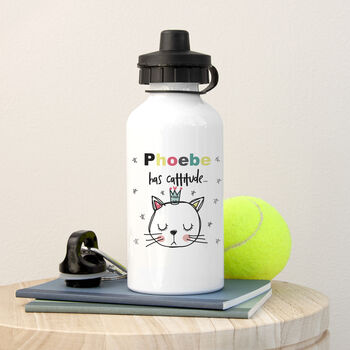 Personalised Cattitude Water Bottle, 4 of 5