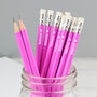 Personalised Pink Pencils With Heart Motif, thumbnail 1 of 2