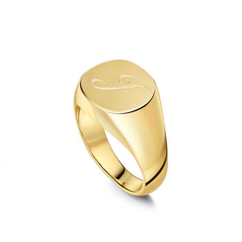 Rounded Classic Signet Ring 18 K Gold Plated Solid Silver, 3 of 6