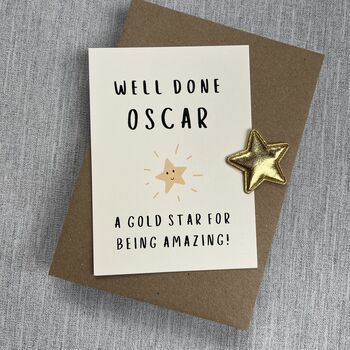 Personalised Well Done Gold Star Postcard, 2 of 2