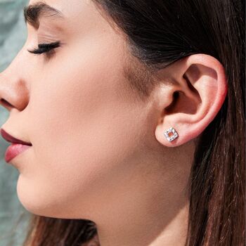 Battered Square Sterling Silver Stud Earrings, 3 of 5