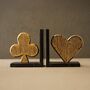 Handmade Clover And Heart Brass And Marble Bookend Set, thumbnail 1 of 2