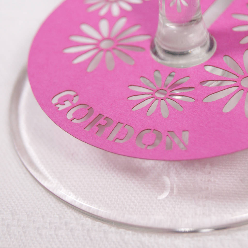 Personalised Floral Wine Glass Name Place Card By Urban Twist