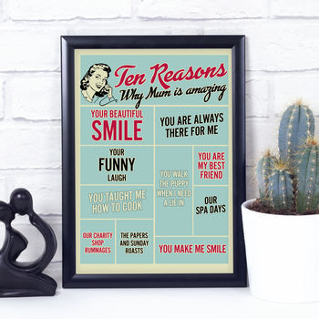 Ten Reasons Why Mum Is Amazing, Personalised Gift Print, 2 of 6
