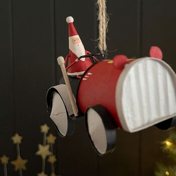 Santa In His Red Tractor Hanging Decoration, 4 of 5