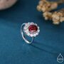 Sterling Silver Vintage Inspired Garnet Red Cz Ring, thumbnail 1 of 10
