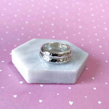 Sterling Silver Hammered Band Ring, 2 of 2