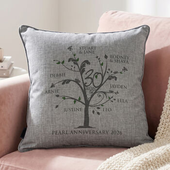 Personalised Pearl Anniversary Family Tree Cushion, 3 of 6