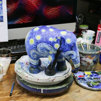 Starry Night Limited Hand Decorated Elephant Statue, 7 of 10