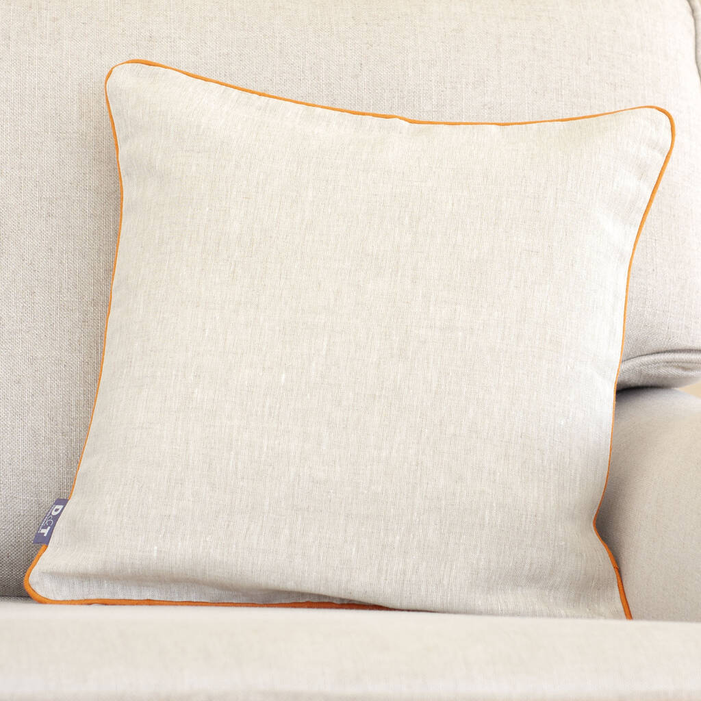 Orange Linen Cushion Cover With Piping By Jodie Byrne