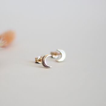 Recycled Gold Crescent Moons Studs, 2 of 3
