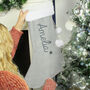 Personalised Name Star Silver Grey Christmas Stocking, thumbnail 1 of 4