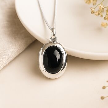 Personalised Mens Sterling Silver Black Onyx Locket, 2 of 11