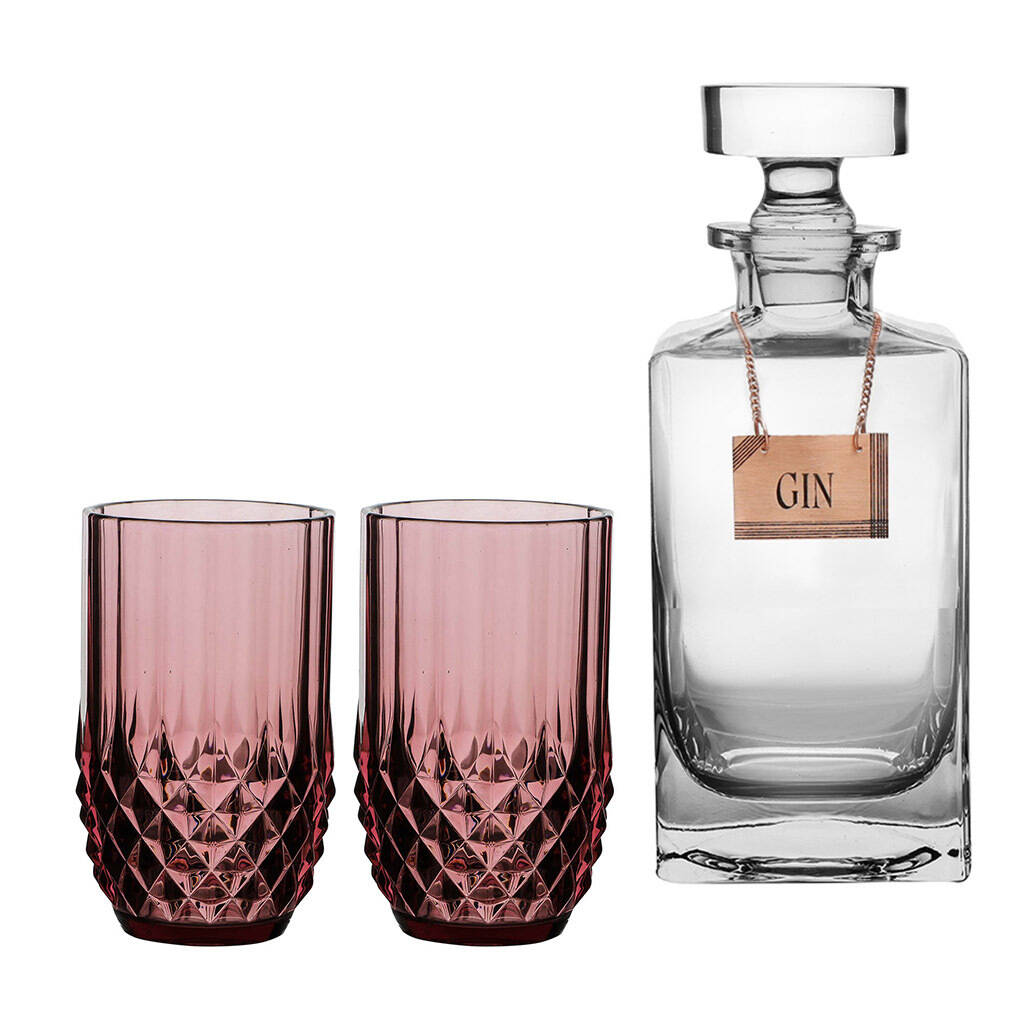 Personalised Gin Lover Decanter And Glasses By Dibor