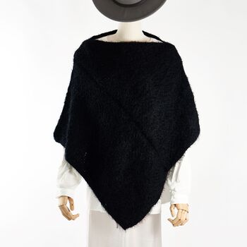 Black Knitted Super Soft Poncho, 2 of 8