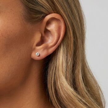 Gold Or Silver 3mm Solitaire Round Stone Earrings, 2 of 4