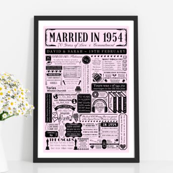 Personalised 70th Platinum Wedding Anniversary Poster, 3 of 9