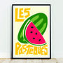 Watermelons Print, Food Illustration Art, thumbnail 1 of 6