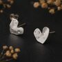 Sterling Silver Hammered Heart Stud Earrings, thumbnail 6 of 6