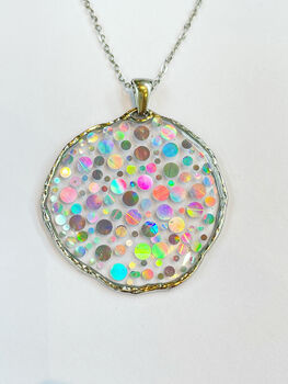 Medium Disco Necklace With Holographic Silver Sparkles, 9 of 12