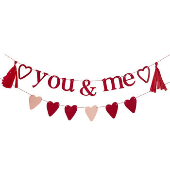 You And Me Valentines Bunting With Tassels, 2 of 3