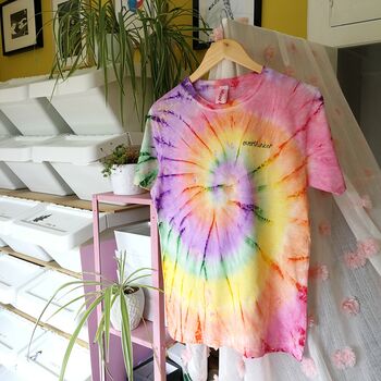 Personalised Hand Embroidered Tie Dye T Shirt, 4 of 10