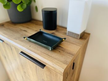 Personalised Rectangle Racing Green Leather Desk Tray, 5 of 12