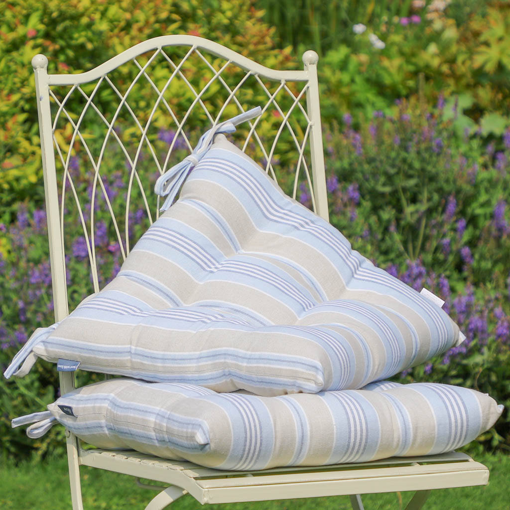 Millstone Blue Striped Garden Seat Pads By Dibor
