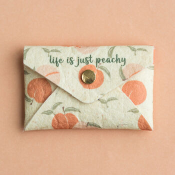 Personalised Pinatex Peaches Print Card Holder, 4 of 5