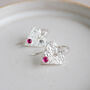 Sterling Silver Heart And Birthstone Earrings, thumbnail 4 of 5