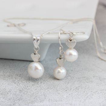 White Pearl Pendant And Earrings Set, 3 of 11