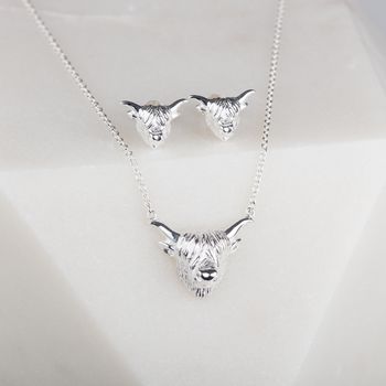 Highland Cow Necklace In Silver Or Rose Gold Plate, 8 of 10