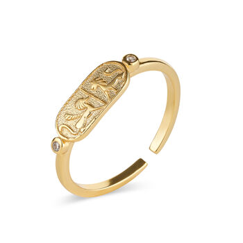 18 K Gold Plated Silver Lion Animal Stacking Ring, 2 of 4