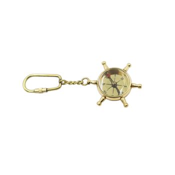 Brass Ship Wheel Compass Keyring, 4 of 5
