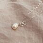 Sterling Silver T Bar Pearl Necklace, thumbnail 2 of 7