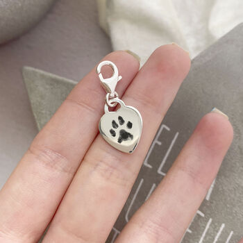 Personalised Heart Charm With Paw Prints, 2 of 8