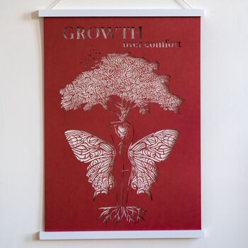 Inspirational 'Growth' Red Papercut Wall Art, 9 of 9