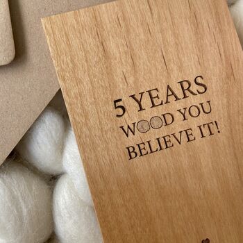 Five Year Wooden Anniversary Personalised Plaque, 5 of 9